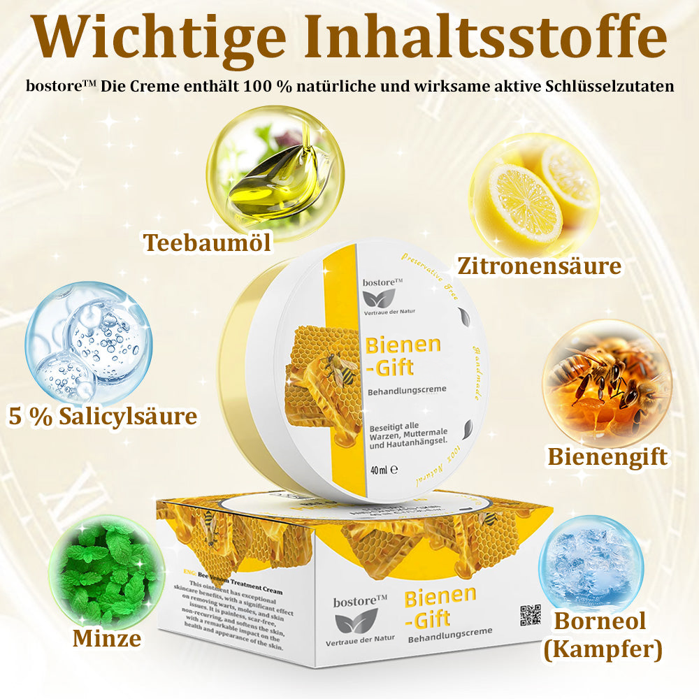 Bostore™ Bienengift-Therapie-Creme, zur Behandlung von Ekzemen, Akne, Altersflecken, Krampfadern, Hautrissen, Pilzinfektionen und Warzen sowie anderen Hautproblemen.👨⚕️