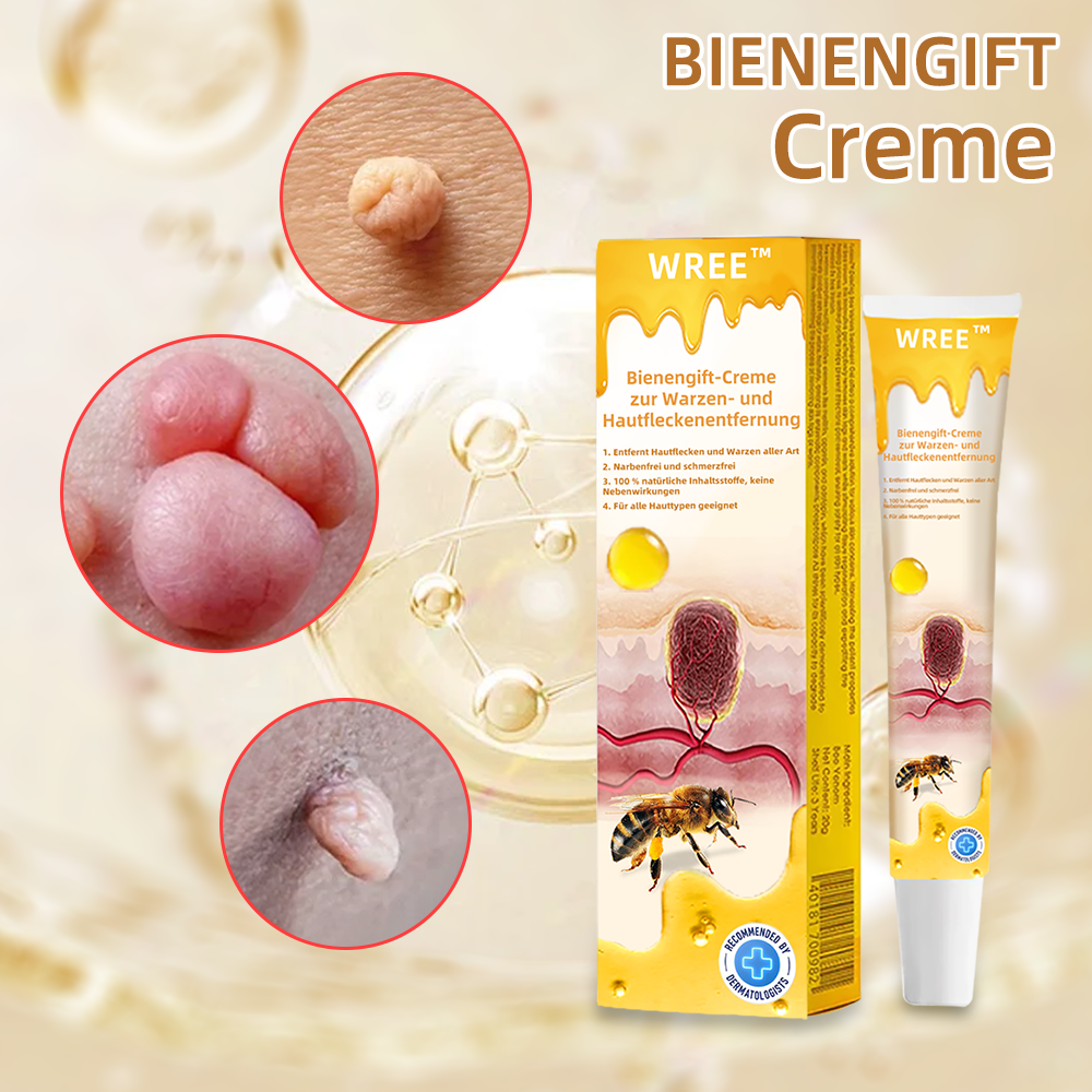 WREE™ Bienengift Warze & Tag Entfernung Creme(👨⚕Für alle Hauttypen geeignet)🐝(🔥Aktion am letzten Tag 60% Rabatt)🌺